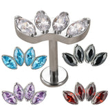 G23 Titanium 4 CZ Paved Lip Ring Cartilage Labret Stud
