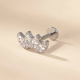 G23 Titanium 4 CZ Paved Lip Ring Cartilage Labret Stud