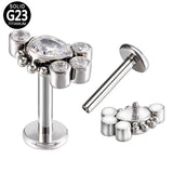 G23 Titanium Labret Stud Zircon Paved Lip Ring Cartilage Tragus Piercing