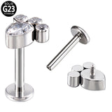 G23 Titanium Labret Stud Zircon Paved Lip Ring Cartilage Tragus Piercing