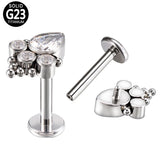 G23 Titanium Labret Stud Zircon Paved Lip Ring Cartilage Tragus Piercing