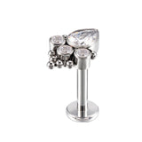 G23 Titanium Labret Stud Zircon Paved Lip Ring Cartilage Tragus Piercing