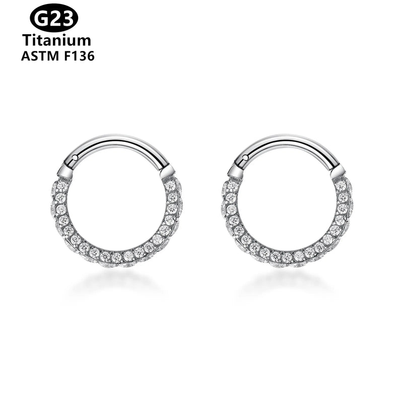 G23 Titanium Minimalist Hoop Earrings Crystal Zircon Girl Accessories