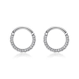 G23 Titanium Minimalist Hoop Earrings Crystal Zircon Girl Accessories