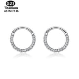 G23 Titanium Minimalist Hoop Earrings Crystal Zircon Girl Accessories