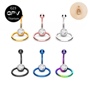 G23 Titanium Navel Piercing Jewelry with Zirconia & Opal Round Navel Nail Rings