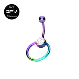 G23 Titanium Navel Piercing Jewelry with Zirconia & Opal Round Navel Nail Rings