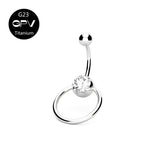 G23 Titanium Navel Piercing Jewelry with Zirconia & Opal Round Navel Nail Rings