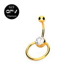 G23 Titanium Navel Piercing Jewelry with Zirconia & Opal Round Navel Nail Rings
