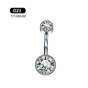 G23 Titanium Navel Piercing Zircon Opal Belly Button Rings