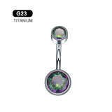 G23 Titanium Navel Piercing Zircon Opal Belly Button Rings
