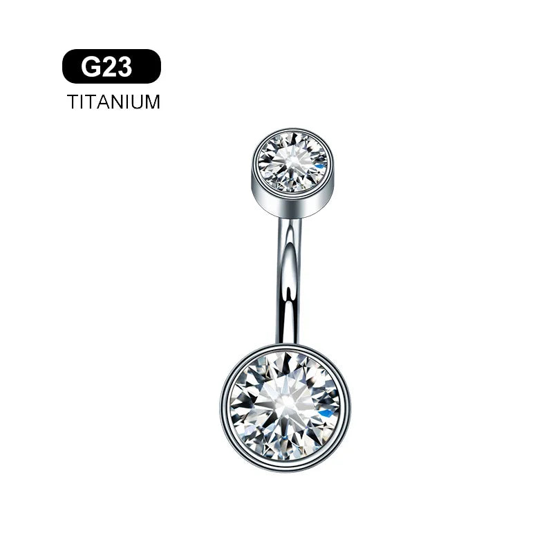 G23 Titanium Navel Piercing Zircon Opal Belly Button Rings