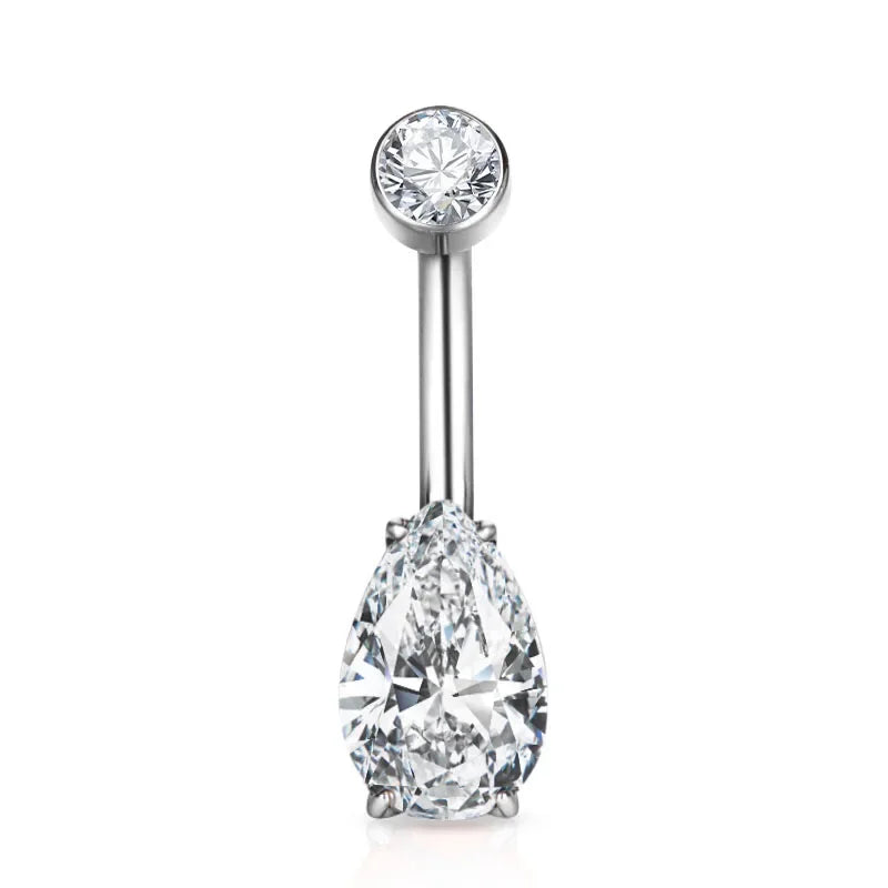 G23 Titanium Navel Ring 14G CZ Top Belly Piercing