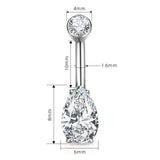 G23 Titanium Navel Ring 14G CZ Top Belly Piercing
