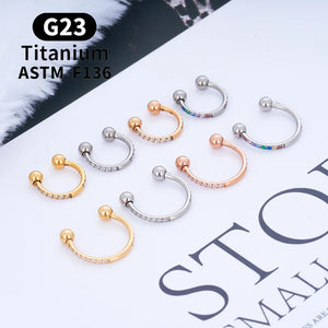 G23 Titanium Nose Piercing Earrings Hoop Zircon Jewlry