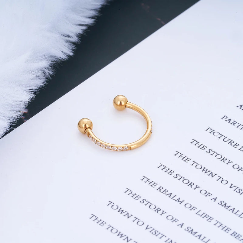 G23 Titanium Nose Piercing Earrings Hoop Zircon Jewlry