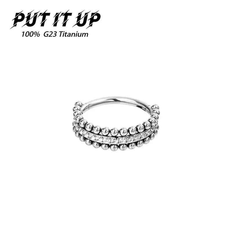 G23 Titanium 16G Nose Ring CZ Paved Cartilage Lip Piercing Jewelry