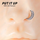 G23 Titanium 16G Nose Ring CZ Paved Cartilage Lip Piercing Jewelry