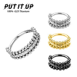 G23 Titanium 16G Nose Ring CZ Paved Cartilage Lip Piercing Jewelry
