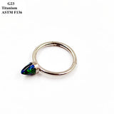 G23 Titanium Nose Ring with Opal Open Ring Piercing Jewelry