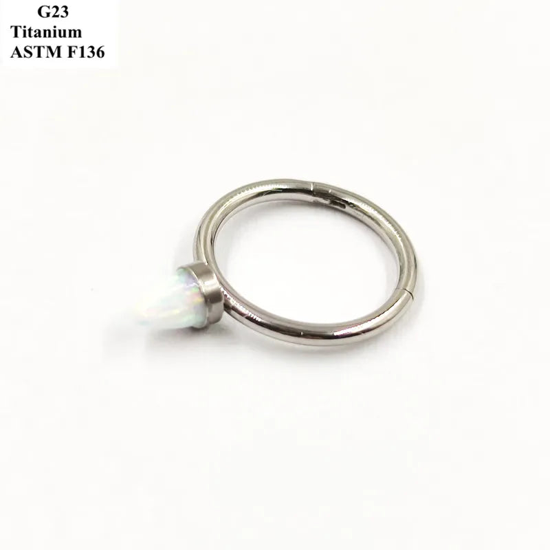 G23 Titanium Nose Ring with Opal Open Ring Piercing Jewelry
