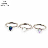 G23 Titanium Nose Ring with Opal Open Ring Piercing Jewelry