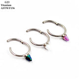 G23 Titanium Nose Ring with Opal Open Ring Piercing Jewelry