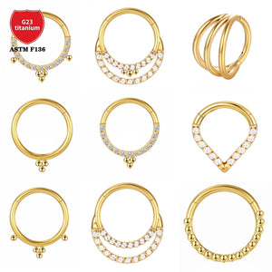 G23 Titanium Nose Ring Piercing Zircon Earring Tragus Septum Jewelry