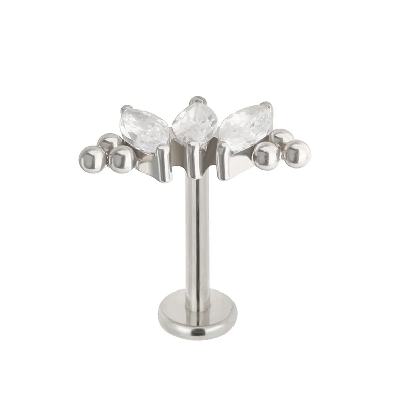 G23 Titanium PIERC 3 Zircon Marquise Ear Cartilage Earrings Lip Ring