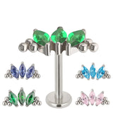 G23 Titanium PIERC 3 Zircon Marquise Ear Cartilage Earrings Lip Ring