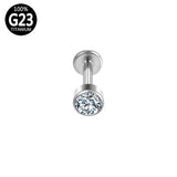 G23 Titanium Gothic Crystal Lip Bar Tragus Stud