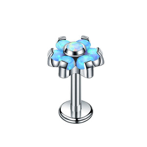 G23 Titanium Opal Flower Labret Lip Stud
