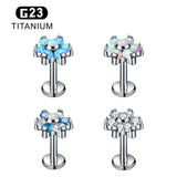 G23 Titanium Opal Flower Labret Lip Stud
