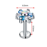 G23 Titanium Opal Flower Labret Lip Stud