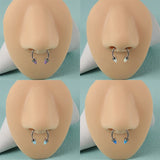 G23 Titanium Horseshoe Nose Ring Opal Body Jewelry 16G