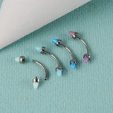 G23 Titanium Horseshoe Nose Ring Opal Body Jewelry 16G