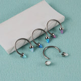 G23 Titanium Horseshoe Nose Ring Opal Body Jewelry 16G