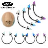 G23 Titanium Horseshoe Nose Ring Opal Body Jewelry 16G
