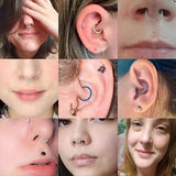G23 Titanium Opal Nose Ring Seamless Clicker Lip Cartilage Earring