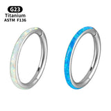 G23 Titanium Opal Nose Ring Seamless Clicker Lip Cartilage Earring