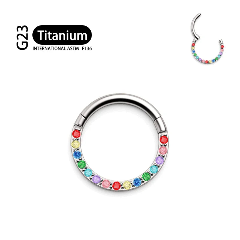G23 Titanium Round Earrings Nose Ring 16G Zircon Piercing Jewelry