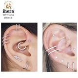 G23 Titanium Silver CZ Zirconia Round Earrings Clip Nose Rings