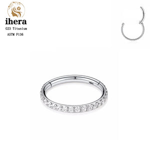 G23 Titanium Silver CZ Zirconia Round Earrings Clip Nose Rings