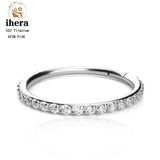 G23 Titanium Silver CZ Zirconia Round Earrings Clip Nose Rings