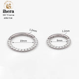 G23 Titanium Small Round Nose Ring Hoop CZ Septum Clicker 16G
