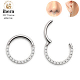 G23 Titanium Small Round Nose Ring Hoop CZ Septum Clicker 16G