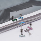 G23 Titanium Opal Lip Studs 16G Cat Scratching Labret