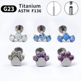G23 Titanium Opal Lip Studs 16G Cat Scratching Labret