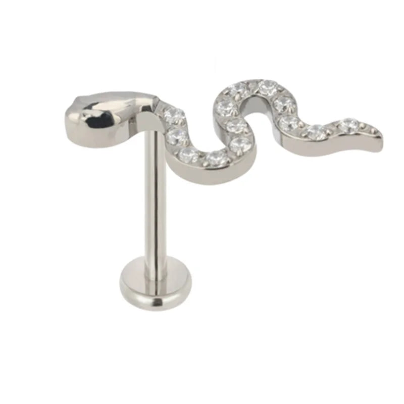 G23 Titanium Marquise CZ Lip Stud Labret