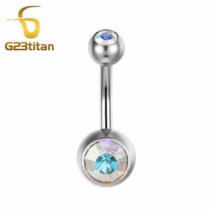 14G Titanium Belly Button Rings Zircon Navel Barbell